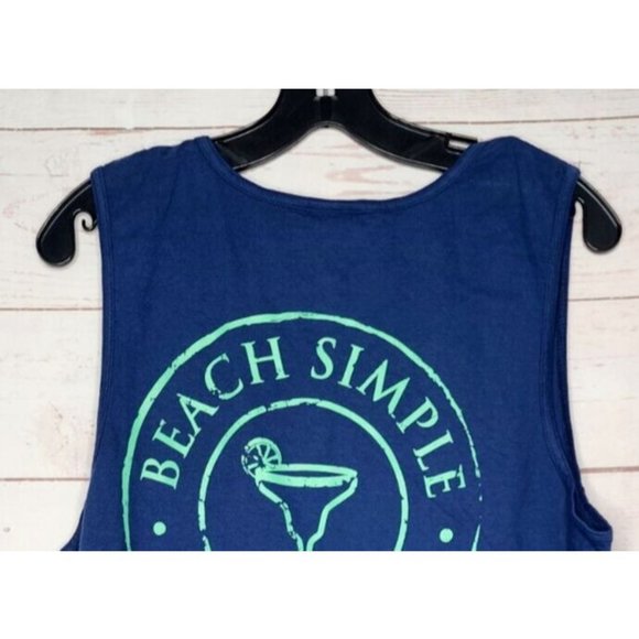 Beach Simple Clothing Co. Graphics Blue Cotton Tank Top - Picture 10 of 10